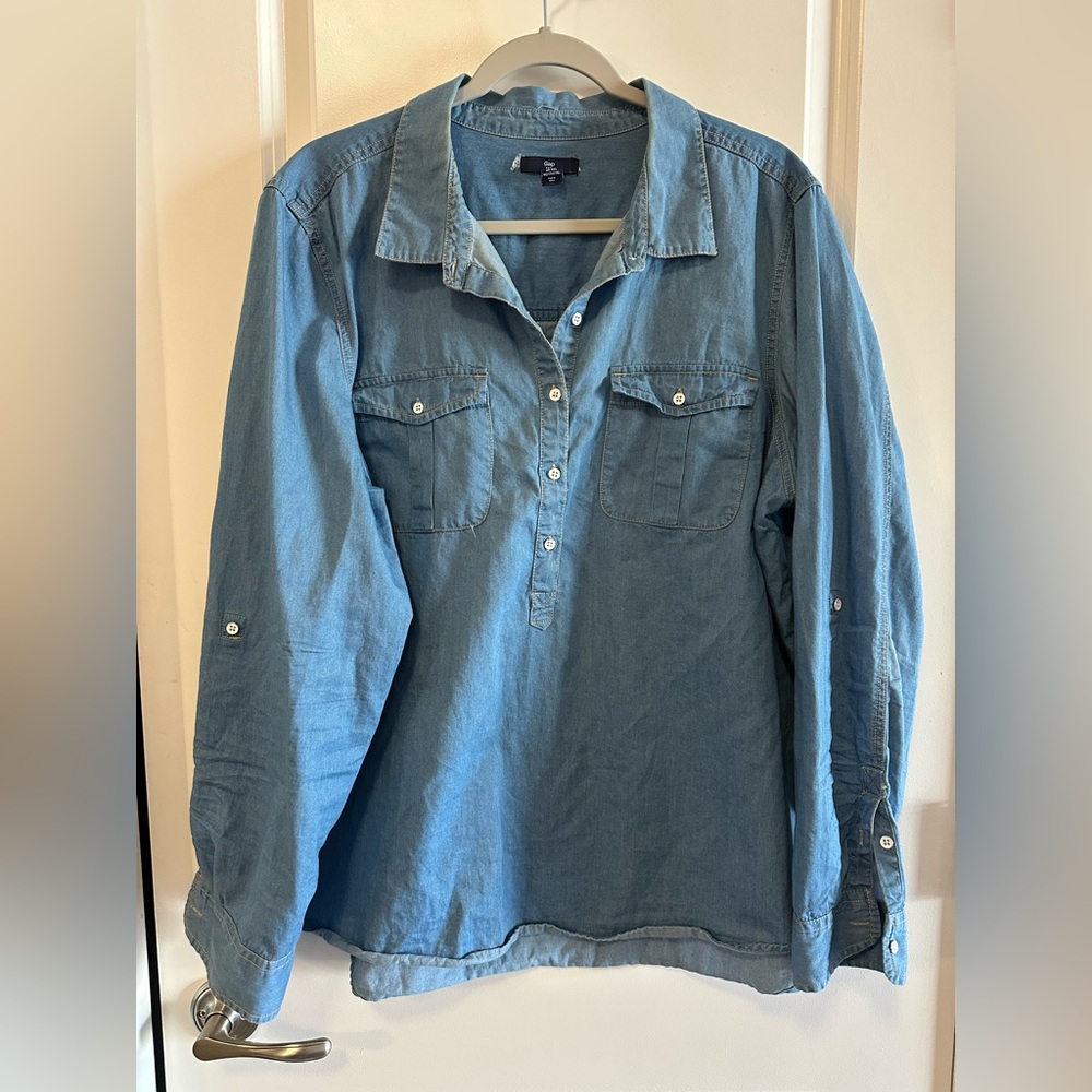 Blue Denim Button-Up Shirt